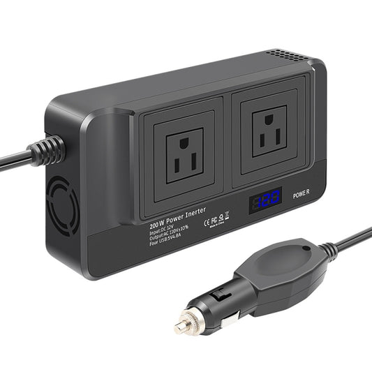 DC12V 200W AC110V Car Smart Multi-functional Digital Display Inverter, US Plug -  by buy2fix | Online Shopping UK | buy2fix