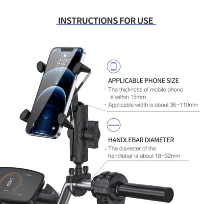 ZH-1558A1 Motorcycle Handlebar X-shape Aluminum Alloy Phone Holder - Holder by buy2fix | Online Shopping UK | buy2fix