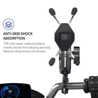 ZH-1558A1 Motorcycle Handlebar X-shape Aluminum Alloy Phone Holder - Holder by buy2fix | Online Shopping UK | buy2fix