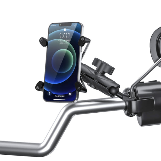 ZH-1558B1 Motorcycle Rear Mirror X-shape Aluminum Alloy Phone Holder - Holder by buy2fix | Online Shopping UK | buy2fix