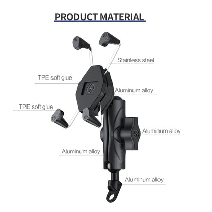 ZH-1558B1 Motorcycle Rear Mirror X-shape Aluminum Alloy Phone Holder - Holder by buy2fix | Online Shopping UK | buy2fix