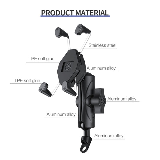 ZH-1558B1 Motorcycle Rear Mirror X-shape Aluminum Alloy Phone Holder - Holder by buy2fix | Online Shopping UK | buy2fix