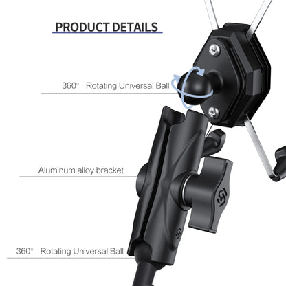 ZH-1558B1 Motorcycle Rear Mirror X-shape Aluminum Alloy Phone Holder - Holder by buy2fix | Online Shopping UK | buy2fix