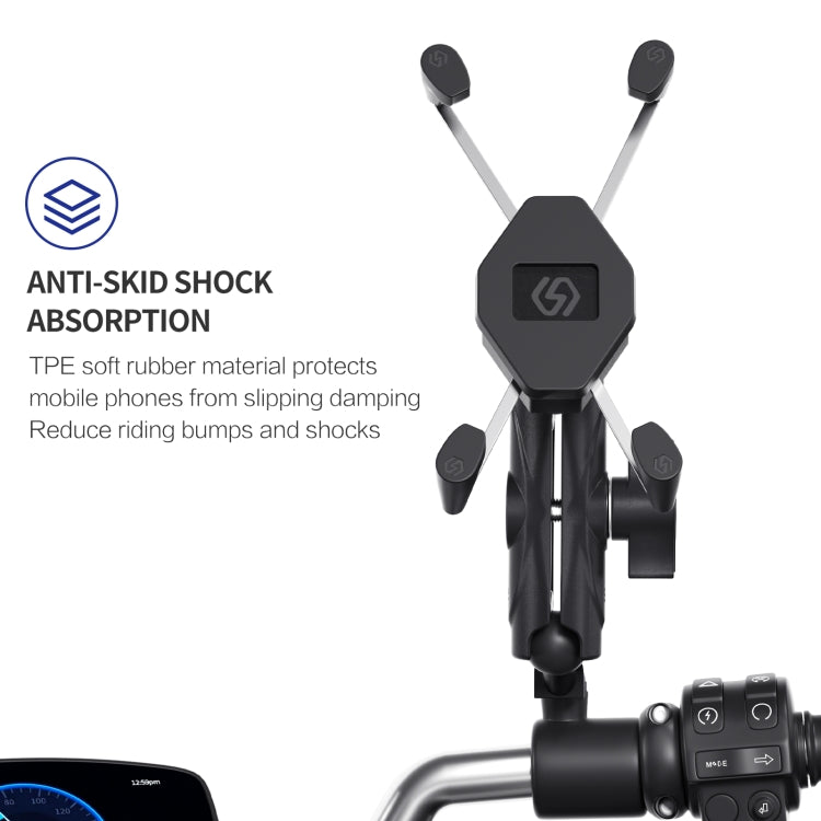 ZH-1558B1 Motorcycle Rear Mirror X-shape Aluminum Alloy Phone Holder - Holder by buy2fix | Online Shopping UK | buy2fix