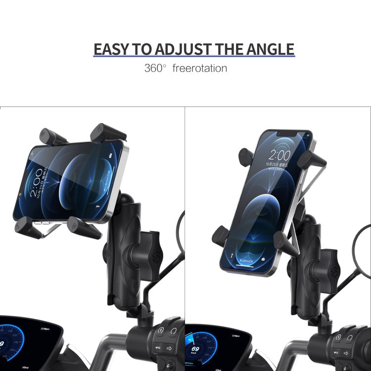 ZH-1558B1 Motorcycle Rear Mirror X-shape Aluminum Alloy Phone Holder - Holder by buy2fix | Online Shopping UK | buy2fix
