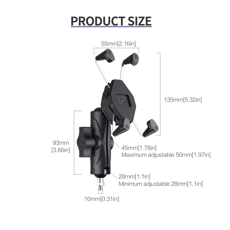 ZH-1558D1 Motorcycle M10 Ball Joint X-shape Aluminum Alloy Phone Holder - Holder by buy2fix | Online Shopping UK | buy2fix
