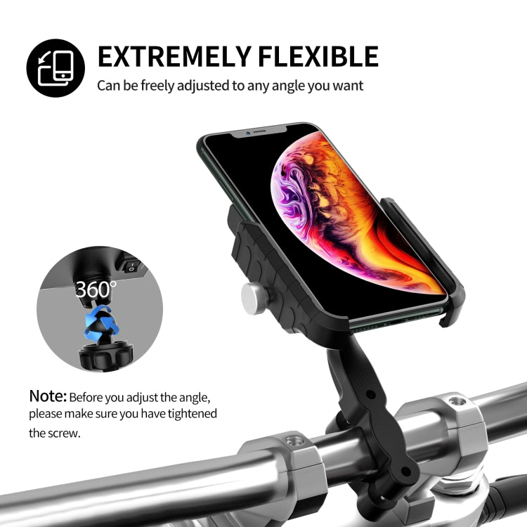 ZH-19414A1 Motorcycle Handlebar Qi USB Wireless Charging Phone Holder - Holder by buy2fix | Online Shopping UK | buy2fix