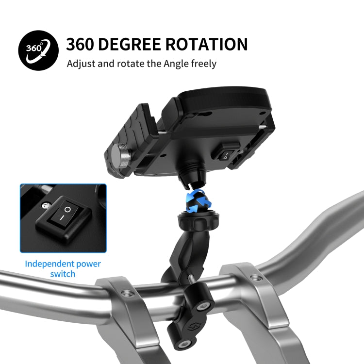 ZH-19414A1 Motorcycle Handlebar Qi USB Wireless Charging Phone Holder - Holder by buy2fix | Online Shopping UK | buy2fix