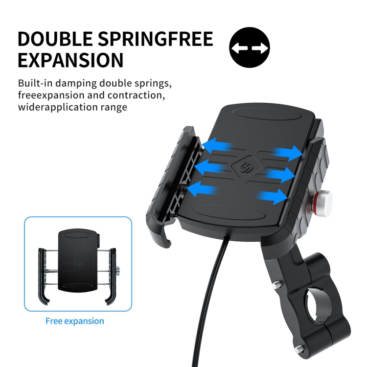 ZH-19414A1 Motorcycle Handlebar Qi USB Wireless Charging Phone Holder - Holder by buy2fix | Online Shopping UK | buy2fix