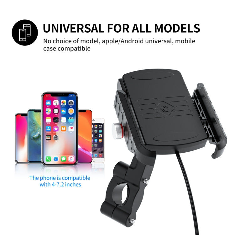 ZH-19414A1 Motorcycle Handlebar Qi USB Wireless Charging Phone Holder - Holder by buy2fix | Online Shopping UK | buy2fix
