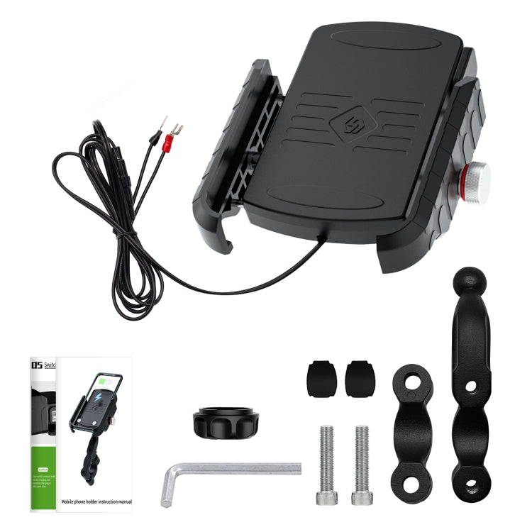 ZH-19414A1 Motorcycle Handlebar Qi USB Wireless Charging Phone Holder - Holder by buy2fix | Online Shopping UK | buy2fix