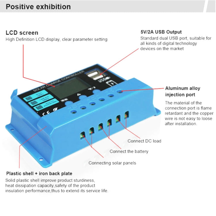 20A Solar Charge Controller 12V / 24V Lithium Lead-Acid Battery Charge Discharge PV Controller - Voltage Stabilizer by buy2fix | Online Shopping UK | buy2fix