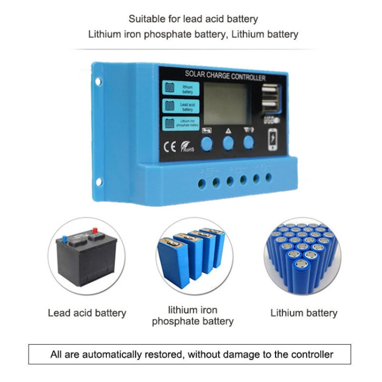 20A Solar Charge Controller 12V / 24V Lithium Lead-Acid Battery Charge Discharge PV Controller - Voltage Stabilizer by buy2fix | Online Shopping UK | buy2fix