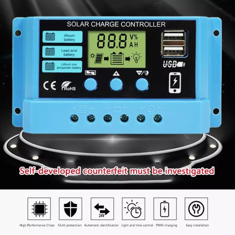 20A Solar Charge Controller 12V / 24V Lithium Lead-Acid Battery Charge Discharge PV Controller - Voltage Stabilizer by buy2fix | Online Shopping UK | buy2fix