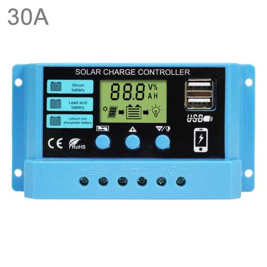 30A Solar Charge Controller 12V / 24V Lithium Lead-Acid Battery Charge Discharge PV Controller