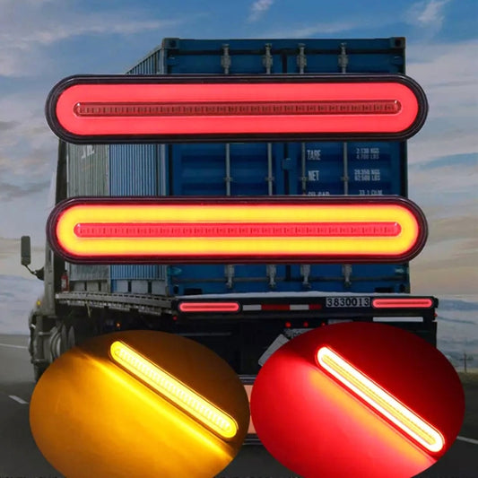 2 PCS Heavy-duty Truck Trailer 100LED Light Guide Two-color Brake Light - Brake Lights by buy2fix | Online Shopping UK | buy2fix