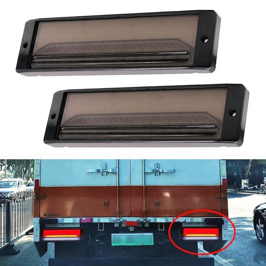 2 PCS Heavy-duty Truck Trailer 147LED Light Guide Three-color Brake Light (Transparent Black) - Brake Lights by buy2fix | Online Shopping UK | buy2fix