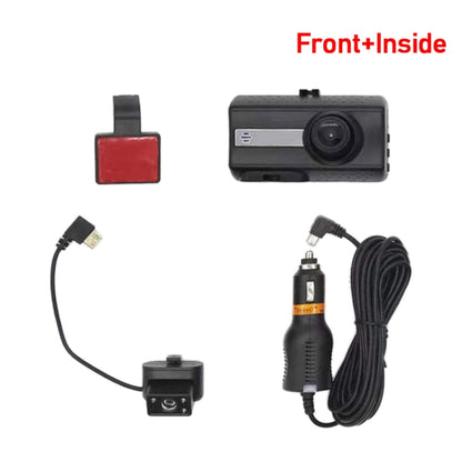 Front and Inner Dual Camera HD Infrared Night Vision Car Dash Cam Driving Recorder by buy2fix