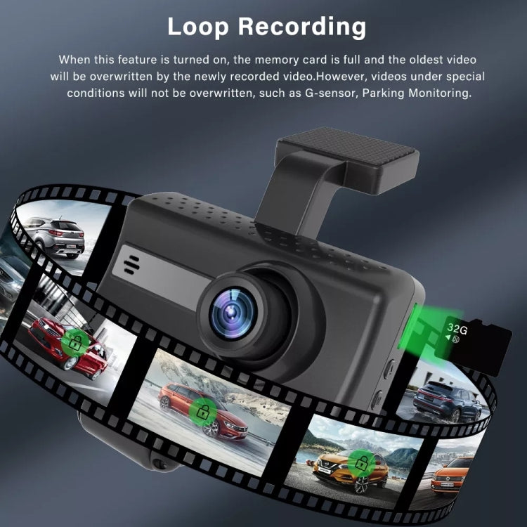 Front and Inner Dual Camera HD Infrared Night Vision Car Dash Cam Driving Recorder by buy2fix