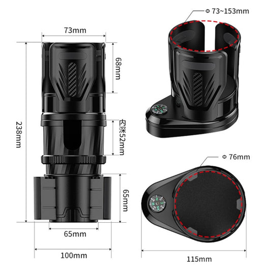 Car Multifunctional Retractable Rotating Water Cup Holder with Compass - Car Drink Holders by buy2fix | Online Shopping UK | buy2fix