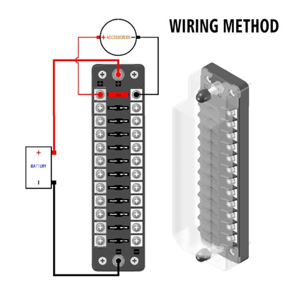 CS-978A2 FB1902 1 In 12 Out Independent Positive Negative Fuse Box without Fuse Piece for Auto Car Truck Boat - Fuse by buy2fix | Online Shopping UK | buy2fix