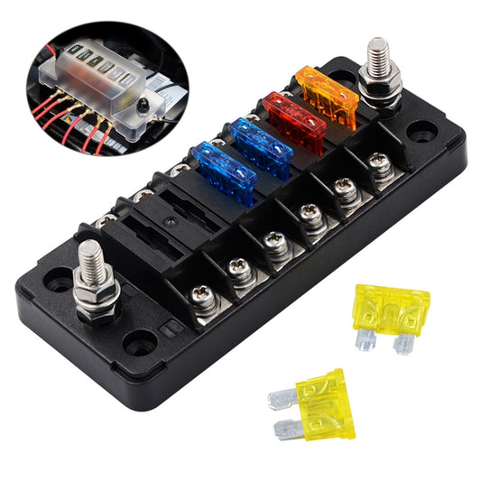 ZH-978A1 FB1901 1 In 6 Out 6 Ways Independent Positive Negative Fuse Box with 12 Fuses for Auto Car Truck Boat - Fuse by buy2fix | Online Shopping UK | buy2fix