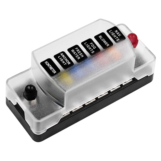 ZH-978A1 FB1901 1 In 6 Out 6 Ways Independent Positive Negative Fuse Box with 12 Fuses for Auto Car Truck Boat - Fuse by buy2fix | Online Shopping UK | buy2fix