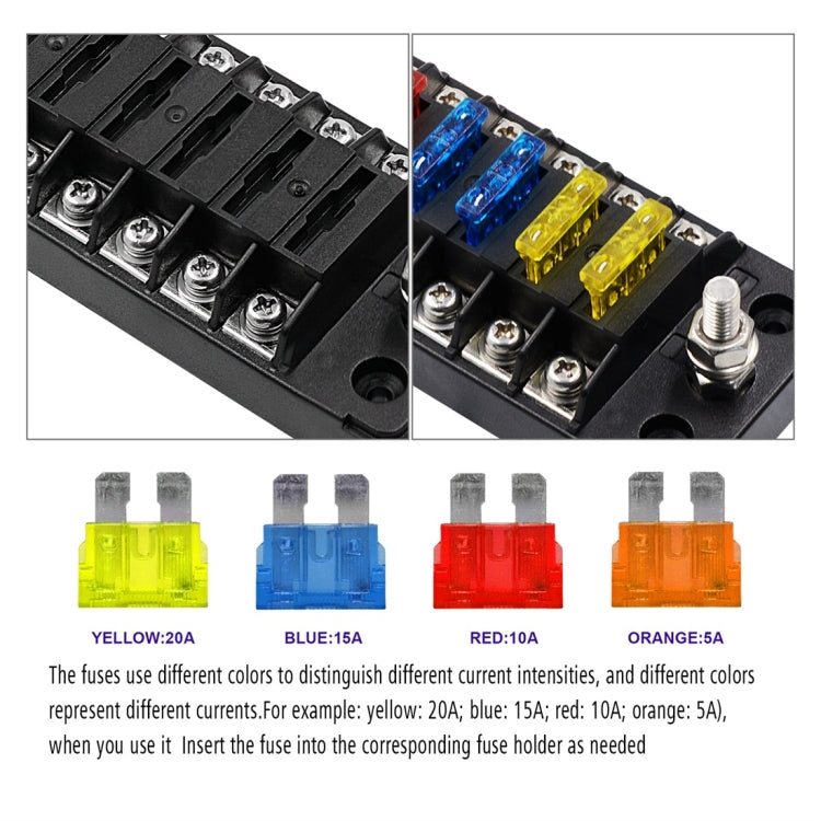 ZH-978A1 FB1901 1 In 6 Out 6 Ways Independent Positive Negative Fuse Box with 12 Fuses for Auto Car Truck Boat - Fuse by buy2fix | Online Shopping UK | buy2fix