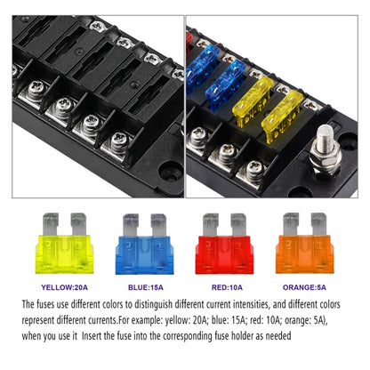 ZH-978A1 FB1901 1 In 6 Out 6 Ways Independent Positive Negative Fuse Box with 12 Fuses for Auto Car Truck Boat - Fuse by buy2fix | Online Shopping UK | buy2fix