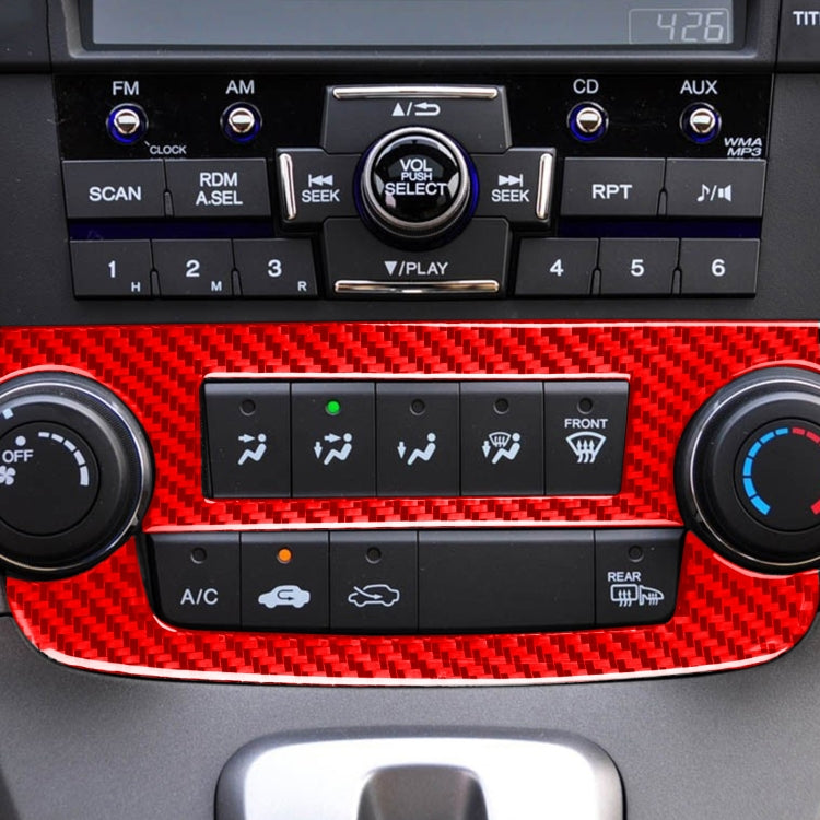2 PCS Set for Honda CRV 2007-2011 Carbon Fiber Car Central Control CD Volume Switch Frame Decorative Sticker,Left and Right Drive Universal (Red) - Car Interior Mouldings by buy2fix | Online Shopping UK | buy2fix
