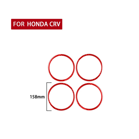 4 PCS Set for Honda CRV 2007-2011 Carbon Fiber Car Door Horn Ring Decorative Sticker,Left and Right Drive Universal (Red) - Car Interior Mouldings by buy2fix | Online Shopping UK | buy2fix