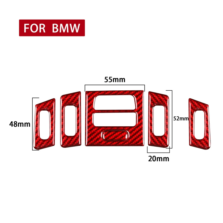 5 PCS Set for BMW 3 Series E90 High Matching Carbon Fiber Car Air Outlet Decorative Sticker,Left and Right Drive Universal(Red) - Car Interior Mouldings by buy2fix | Online Shopping UK | buy2fix