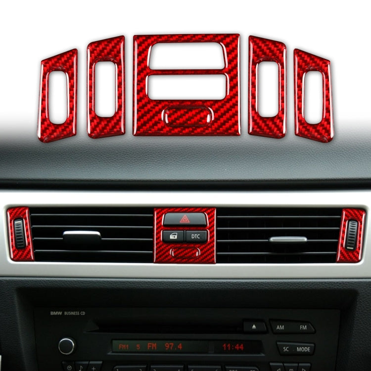 5 PCS Set for BMW 3 Series E90 High Matching Carbon Fiber Car Air Outlet Decorative Sticker,Left and Right Drive Universal(Red) - Car Interior Mouldings by buy2fix | Online Shopping UK | buy2fix