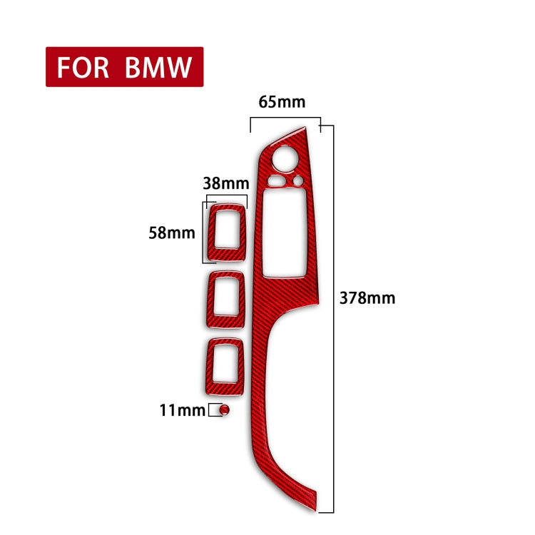 5 PCS Set for BMW 3 Series E90 Carbon Fiber Car Right Driving Lifting Panel Decorative Sticker with Folding, Diameter: 37.8cm(Red) - Car Interior Mouldings by buy2fix | Online Shopping UK | buy2fix