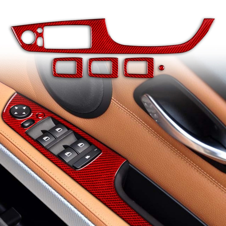 5 PCS Set for BMW 3 Series E90 Carbon Fiber Car Right Driving Lifting Panel Decorative Sticker with Folding, Diameter: 37.8cm(Red) - Car Interior Mouldings by buy2fix | Online Shopping UK | buy2fix