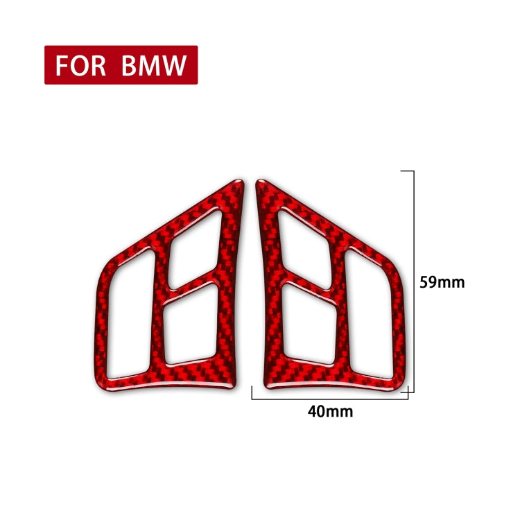 2 PCS Set for BMW 3 Series E90 Carbon Fiber Car Steering Wheel Button Frame Decorative Sticker,Left and Right Drive Universal (Red) - Car Interior Mouldings by buy2fix | Online Shopping UK | buy2fix