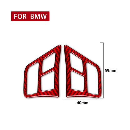 2 PCS Set for BMW 3 Series E90 Carbon Fiber Car Steering Wheel Button Frame Decorative Sticker,Left and Right Drive Universal (Red) - Car Interior Mouldings by buy2fix | Online Shopping UK | buy2fix