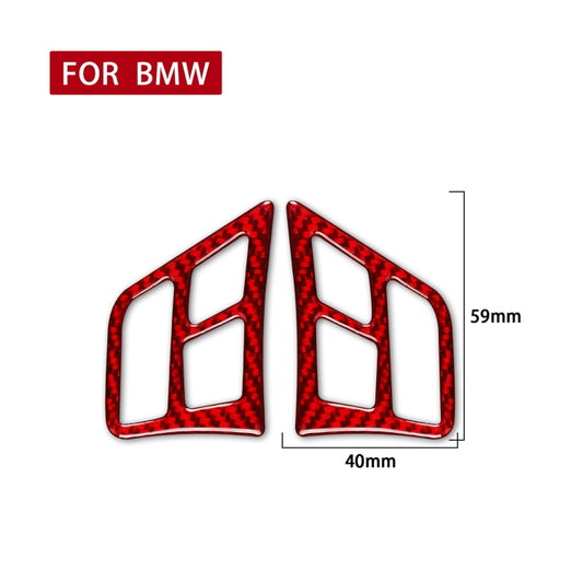 2 PCS Set for BMW 3 Series E90 Carbon Fiber Car Steering Wheel Button Frame Decorative Sticker,Left and Right Drive Universal (Red) - Car Interior Mouldings by buy2fix | Online Shopping UK | buy2fix