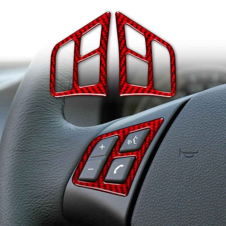 2 PCS Set for BMW 3 Series E90 Carbon Fiber Car Steering Wheel Button Frame Decorative Sticker,Left and Right Drive Universal (Red) - Car Interior Mouldings by buy2fix | Online Shopping UK | buy2fix