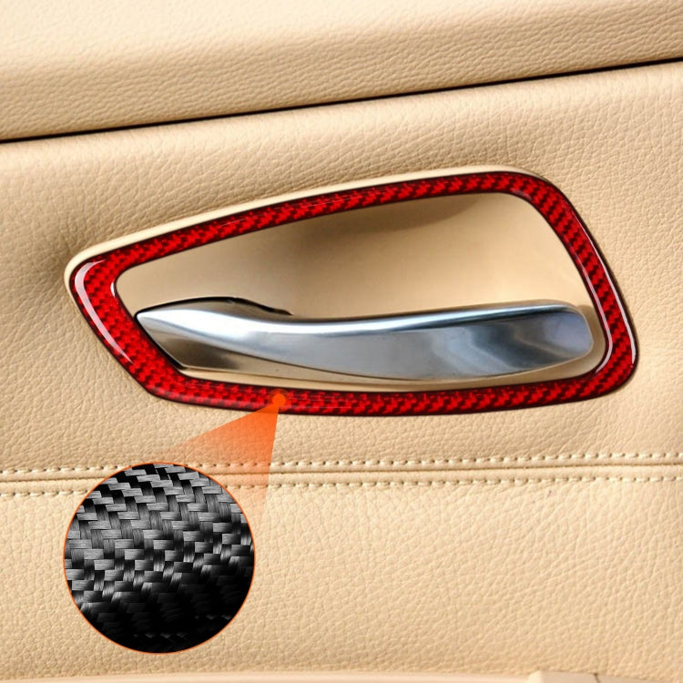 4 PCS Set for BMW 3 Series E90 Carbon Fiber Car Door Handle Decorative Sticker,Left and Right Drive(Red) - Car Interior Mouldings by buy2fix | Online Shopping UK | buy2fix