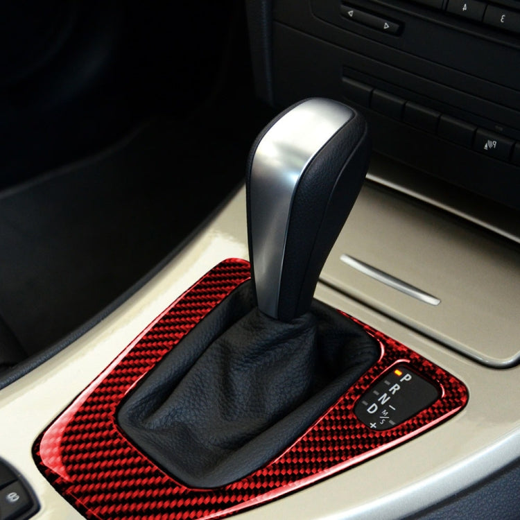 For BMW 3 Series E90 Carbon Fiber Car Gear Position Panel Decorative Sticker,Right Drive (Red) - Car Interior Mouldings by buy2fix | Online Shopping UK | buy2fix