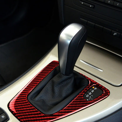 For BMW 3 Series E90 Carbon Fiber Car Gear Position Panel Decorative Sticker,Right Drive (Red) - Car Interior Mouldings by buy2fix | Online Shopping UK | buy2fix