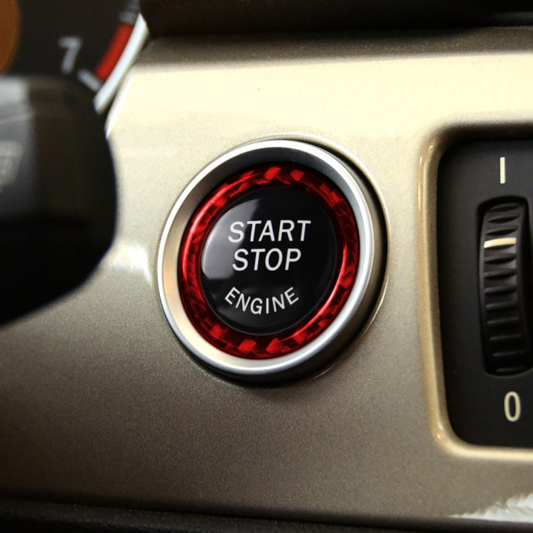 For BMW 3 Series E90 Carbon Fiber Car One-button Start Decorative Sticker, Left and Right Drive(Red) - Car Interior Mouldings by buy2fix | Online Shopping UK | buy2fix