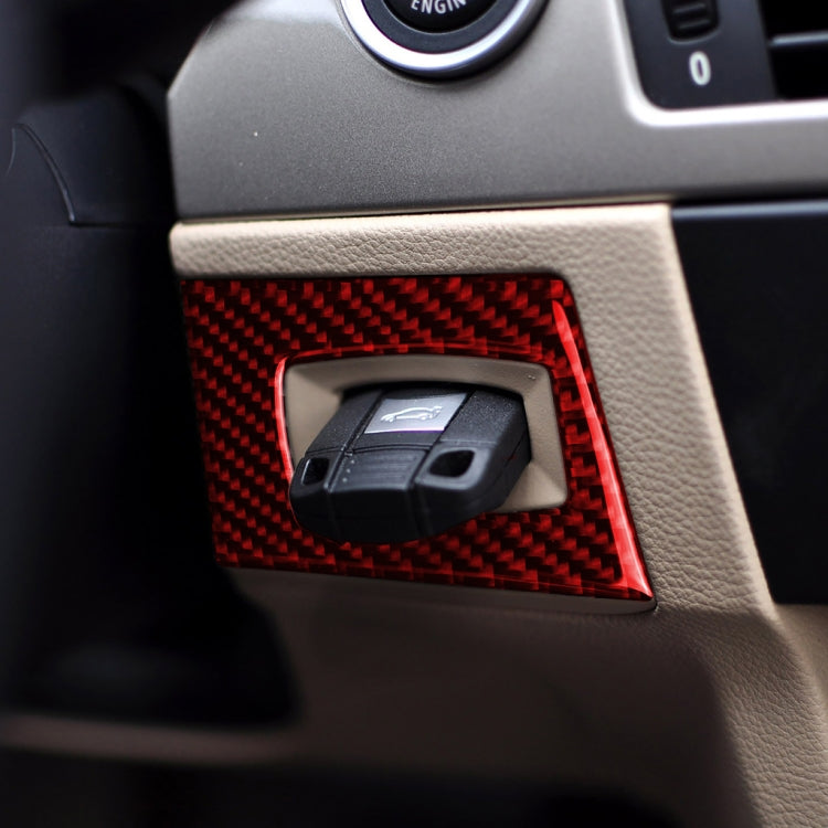 For BMW 3 Series E90 Carbon Fiber Car Ignition Switch Key Hole Decoration Sticker, Left Drive (Red) - Car Interior Mouldings by buy2fix | Online Shopping UK | buy2fix