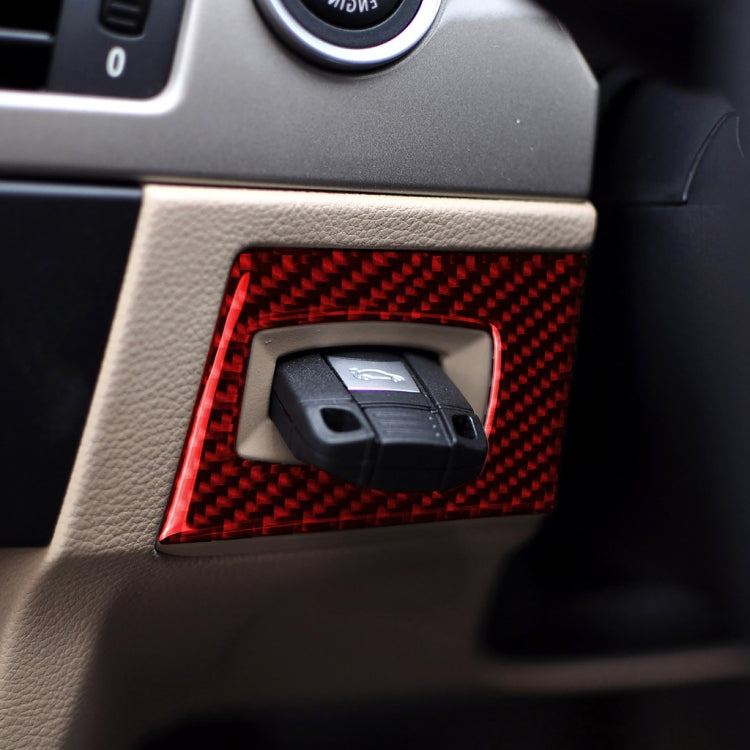 For BMW 3 Series E90 Carbon Fiber Car Ignition Switch Key Hole Decoration Sticker, Right Drive (Red) - Car Interior Mouldings by buy2fix | Online Shopping UK | buy2fix
