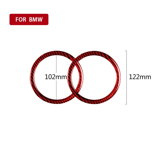 2 PCS Set for BMW 3 Series E90 Carbon Fiber Car Horn Circle Decorative Sticker (Red) - Car Interior Mouldings by buy2fix | Online Shopping UK | buy2fix