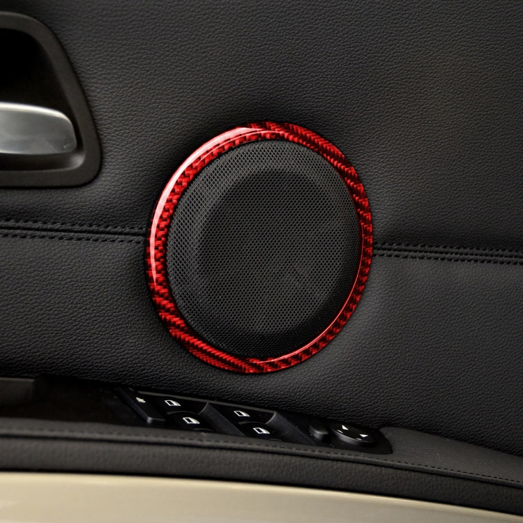 2 PCS Set for BMW 3 Series E90 Carbon Fiber Car Horn Circle Decorative Sticker (Red) - Car Interior Mouldings by buy2fix | Online Shopping UK | buy2fix