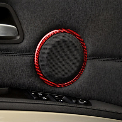 2 PCS Set for BMW 3 Series E90 Carbon Fiber Car Horn Circle Decorative Sticker (Red) - Car Interior Mouldings by buy2fix | Online Shopping UK | buy2fix