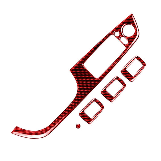 5 PCS Set For BMW 3 Series E90 Carbon Fiber Car Left Drive Window Lift Panel Decorative Sticker, Diameter: 35.8cm (Red) - Car Interior Mouldings by buy2fix | Online Shopping UK | buy2fix