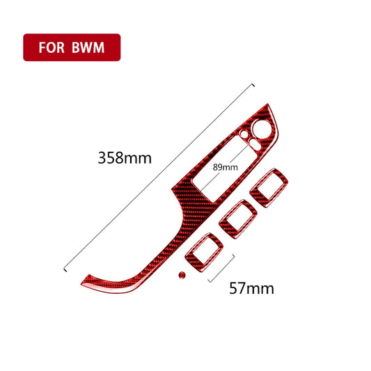 5 PCS Set For BMW 3 Series E90 Carbon Fiber Car Left Drive Window Lift Panel Decorative Sticker, Diameter: 35.8cm (Red) - Car Interior Mouldings by buy2fix | Online Shopping UK | buy2fix